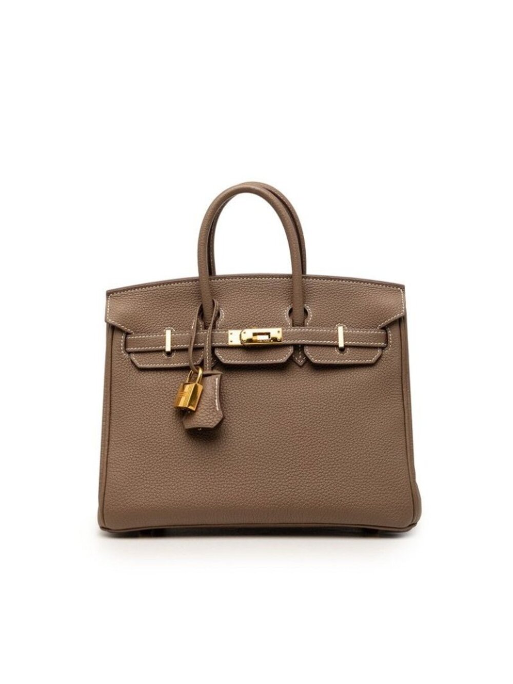 Hermes Birkin 25 Handbag Etoupe Brown Gold Taurillon Clemence